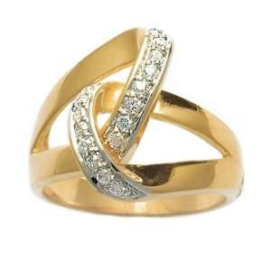    Ladies 18K Gold Plated Clear Cubic Zirconia Lace Knot Ring Jewelry