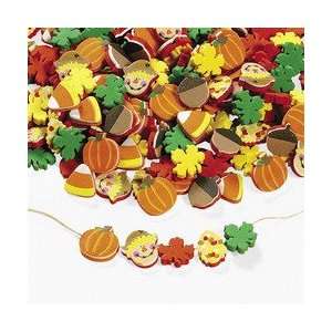  100 Harvest Autumn Foam Beads   Pumpkin Scarecrow Candy 