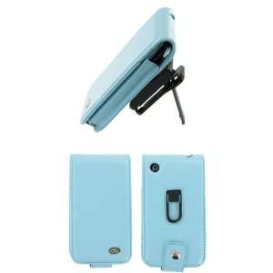  Apple iPhone 3G   Blue Premium Leather Flip Case with 