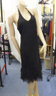 Joseph Ribkoff 8 BNWT Black Frill/Beads Eve Dress US 6  