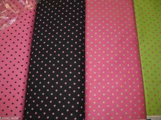   Village Polka Dot Fabric 1/2 yd pink black W/ print & fabric flaws