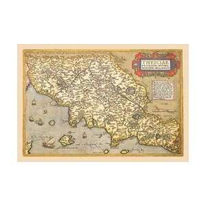 Map of Italian Coast above Rome 12x18 Giclee on canvas  