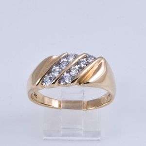 Mens Wedding Ring 14K Gold With 8 Diamonds Size 11 1/2  