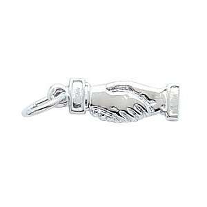  Rembrandt Charms Clasped Hands Charm, 14K White Gold 