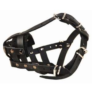  Leather Basket Dogs Muzzle   Black