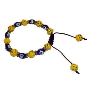  Yellow Dices Evil Eye Bracelet with Adjustable String 