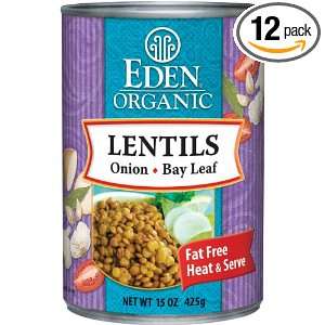 Eden Organic Lentils with Onion and Bay Leaf, 15 Ounce Cans (Pack of 