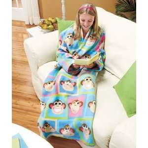  Kids Childrens Monkey Snuggle Wrap Blanket Fleece 