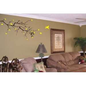 Big Cherry Blossom Branch with Birds Sticker Wall Decal Elegant Nature 