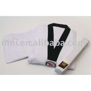  ribbed taekwondo uniform set with black collar Sports 
