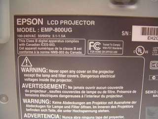 Epson PowerLite 811p EMP 800UG LCD Multimedia Projector 010343843189 
