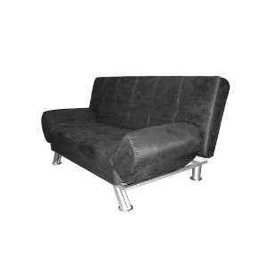  Futon Sofa Bed   Black Cover with Metal Frame