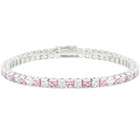 Goodin White Gold Rhodium Bonded Clear and Pink Cubic Zirconia 