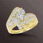   Marquise and Round Diamond Swirl Engagement Ring in 14K Yellow Gol
