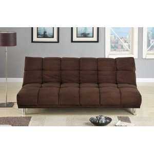  Adjustable Futon Sofa Bed in Chocolate Microfiber Plush 