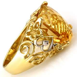 Genuine 10.03ctw Citrine & Diamond Ring 10K Yellow Gold  