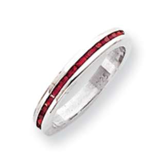   Sterling Silver 2.75mm Red Eternity Band Ring   Size 9 