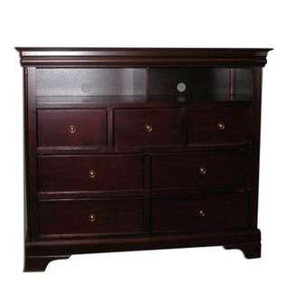 Coaster TV Dresser Stand Louis Philippe Style in Deep Mahogany Finish 