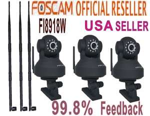 3x Foscam FI8918W Wireless IP Camera PT with 9dbi Antenna. Stronger 