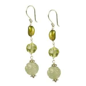   Bead, and Green Freshwater Cultured Pearl Drop Sterling Silver