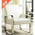   Star Products Swivel Sofa Accent Chair with Metal Base in White Vinyl