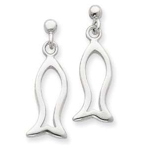   Sterling Silver Icthus (fish) Dangle Earrings West Coast Jewelry