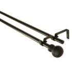   Classic Ball Double Curtain Rod, Black Finish, 48 inch to 86 inch