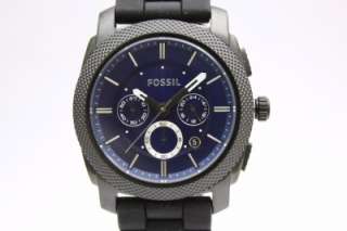 New Fossil Men Machine Chronograph Black Rubber Band Date Watch 45mm 