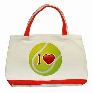 Carsons Collectibles Classic Tote Bag Red of I Love Tennis (Wimbeldon 
