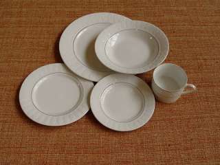 Gibson Everyday China Embozzed with Silver Trim 5 Piece Place Setting 