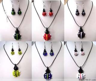 Lots 20Sets Ladybug Lampwork Glass Pendants Necklaces  