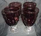   Amethyst Swirl Purple & Clear Footed Glasses Wine Water Glass Drink