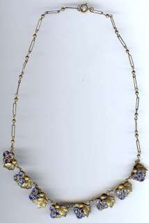 PRETTY 1940S VINTAGE RHINESTONE GRAPES NECKLACE  