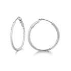   Micro Pave Small Oval Diamond Hoop Earrings Sterling Silver (0.20ct
