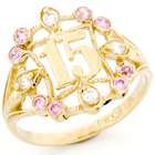 Jewelry Liquidation 10k Gold Pink CZ 15 Anos Quinceanera Birthstone 