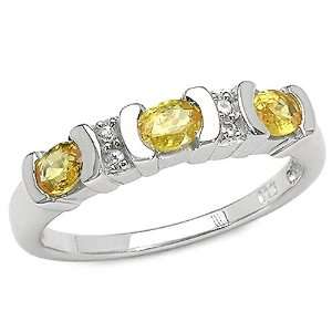   Genuine Yellow Sapphire & White Topaz Sterling Silver Ring Jewelry