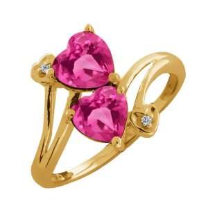   Ct Genuine Heart Shape Pink Mystic Topaz Gemstone 10k Yellow Gold Ring