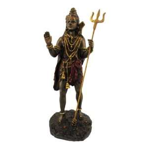    Hand Painted Lord Shiva Hindu Statue Bronze Finish