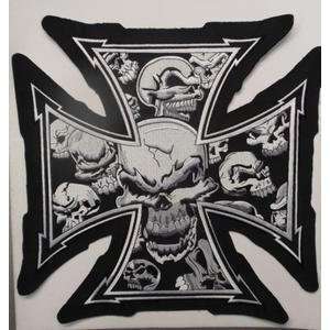  BACK PATCH SKULL IRON CROSS Embroidered For Bike Vest 