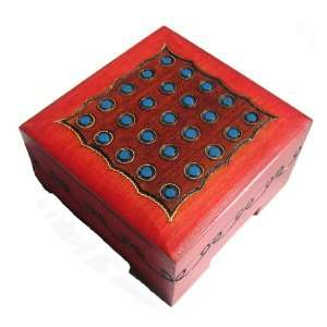 Wooden Box, 5423, Traditional Polish Handcraft, Hinged, Red Stained 