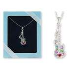 Necklaces Glamour Guitar Silver Finish Necklace Case Pack 48