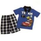 Character Boys Infant/Toddler Polo With Plaid Shorts Set Cars