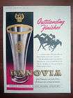 1951 HANOVIA Gamble on Gold Horserace Glass Ad