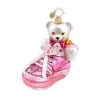 Christopher Radko Glass Pink Baby Bootie Bear Girl Christmas Ornament 