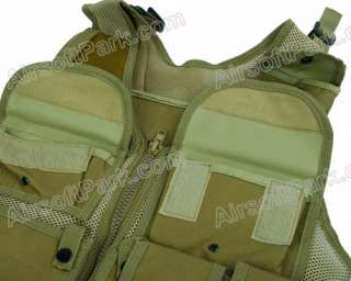 Airsoft Tactical Combat Hunting Vest with Holster   Tan  