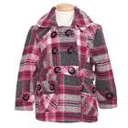   Dollhouse Little Girls Pink Plaid Belted Tweed Pea Coat Outerwear 5/6