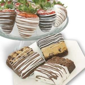 Belgian Mixed Chocolate Covered Strawberries and Gourmet Brownies   10 