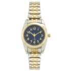 Ladies Watch with Round Two tone Case, Blue Dial and TT Expansion Band