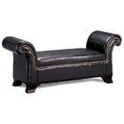 Coaster Vinyl Leatherette Bench with Nail Head Accent in Glossy Black