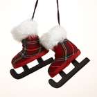 KSA Club Pack of 12 Red and Black Plaid Ice Skate Christmas Ornaments